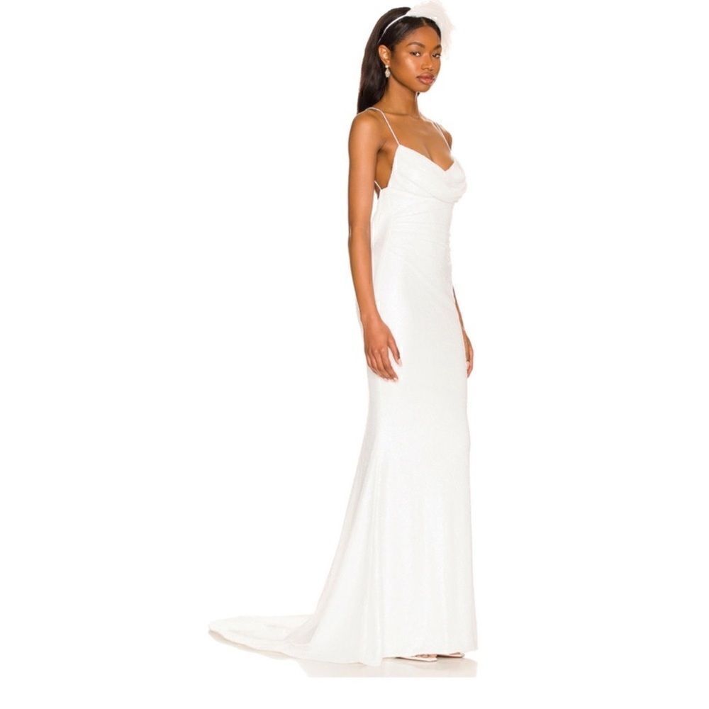 Katie May “All a Dream” Ivory Sequin Bridal Gown Spaghetti Strap Mermaid Dress M